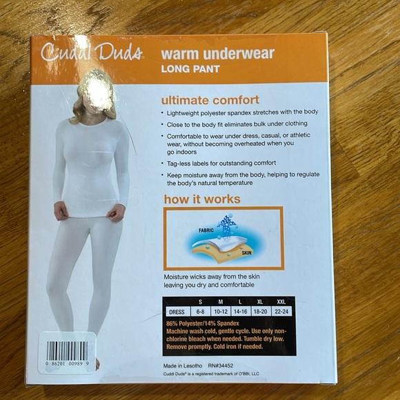 Cuddl Duds warm long underwear size large - Picture 2 of 2